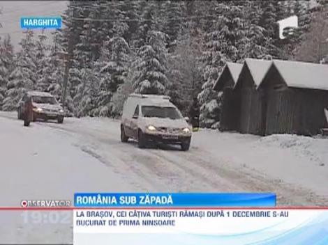 Iarna isi intra in drepturi: Astazi, au cazut primele ninsori