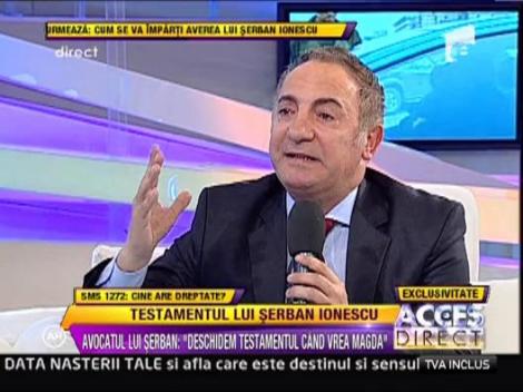 Avocatul lui Serban Ionescu: "Serban n-a iertat-o pe Magda pentru casatoria falsa"