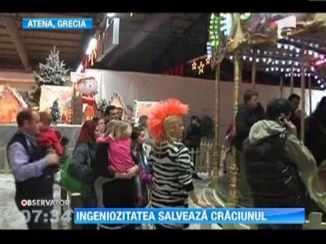 La Atena a fost montat un brad de Craciun improvizat, din cauza crizei