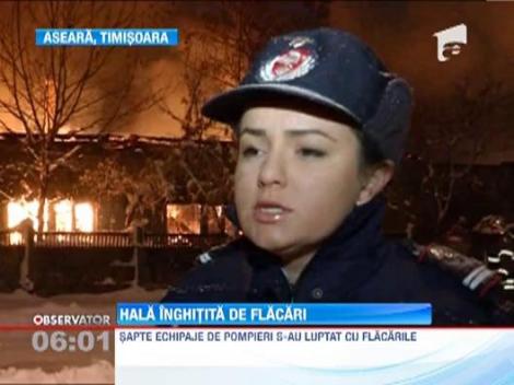Flacari pana la cer in Timisoara! Un depozit de o mie de metri patrati s-a facut scrum
