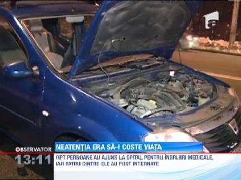 Opt oameni au ajuns la spital din cauza unui accident rutier petrecut in Bucuresti