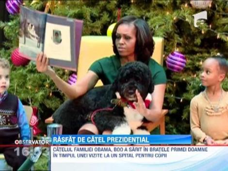 Catelul Boo, vedeta familiei Obama la un spital pentru copii