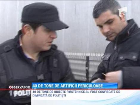 40 de tone de artificii si petarde periculoase, confiscate de politisti