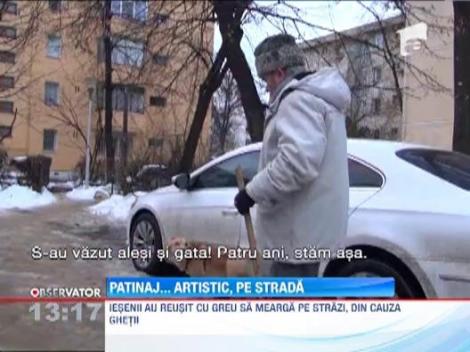 Iasi-ul a devenit peste noapte un imens patinoar