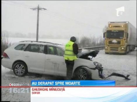 Accidente pe banda rulanta in tara din cauza zapezii