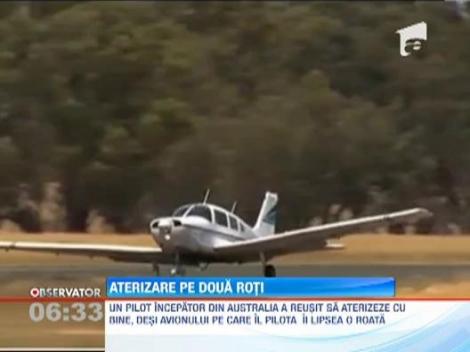 Un incepator in ale zborului a facut o aterizare spectaculoasa, pe doua roti