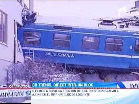 Suedia: O femeie de serviciu a furat un tren cu care a intrat intr-un bloc din Stockholm