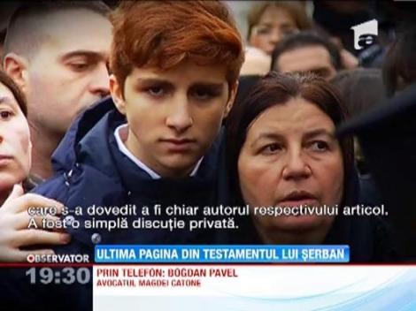Scandalul in cazul testamentului lui Serban Ionescu continua prin avocati