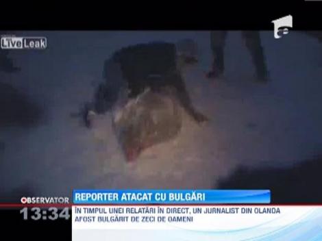VIDEO: Un reporter din Olanda a fost "batut" cu bulgari in timp ce transmitea live!