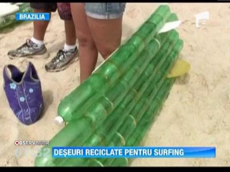 Un tanar din Brazilia a realizat o placa de surf din PET-uri reciclate