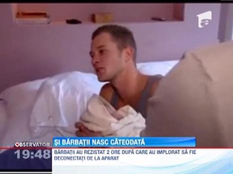 Au vrut sa vada prin ce trece o femeie! Doi barbati din Olanda au "experimentat" travaliul cu ajutorul unui aparat