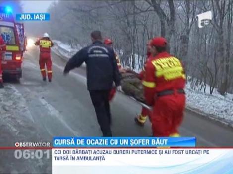 Trei pasageri au ajuns la spital dupa ce s-au urcat in masina unui sofer baut