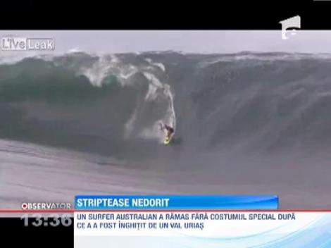VIDEO! Un surfer a ramas fara pantaloni scurti dupa ce a fost inghitit de un val urias