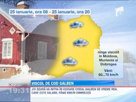 Joi seara va intra in vigoare CODUL GALBEN de vreme rea. Vezi care vor fi zonele afectate!