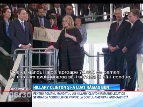 Hillary Clinton si-a incheiat mandatul printr-o ceremonie emotionanta la Departamentul de Stat
