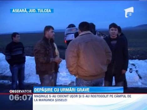 Patru oameni au fost raniti, dupa ce un sofer s-a angajat intr-o depasire pe linia continua