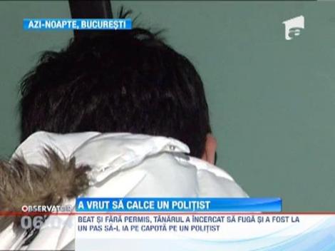 Un tanar beat si fara permis a incercat sa dea cu masina peste agentul de la rutiera care l-a tras pe dreapta