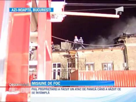 Zece echipaje de pompieri s-au luptat cu flacari de cativa metri, in Capitala! Doua butelii au fost scoase in ultimul moment din foc