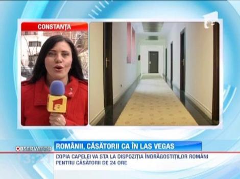 Nunti ca in "Orasul Pierzaniei"! O copie fidela a celebrei capele din Las Vegas, unde se oficiaza nunti rapide, instalata intr-un mall din Constanta