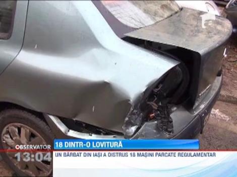 Un sofer din Iasi a reusit  "performanta" sa tamponeze 18 masini dintr-o parcare