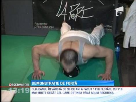 Record doborat de un jandarm din Cluj: 1400 de flotari, in mai putin de 50 de minute!