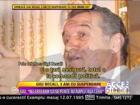 Gigi Becali: "Nevasta mea si mama au plans toata ziua"