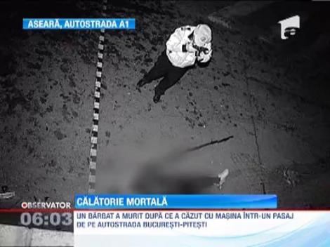 Un barbat a murit dupa ce a cazut cu masina intr-un pasaj de pe autostrada Bucuresti-Pitesti