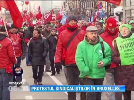 Protestul sindicalistilor din Bruxelles