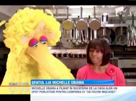Michelle Obama, la cratita, pentru a-i indemna pe americani sa manance sanatos