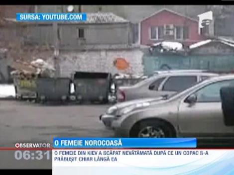 VIDEO: Cea mai norocoasa femeie din Ucraina: Cativa centimetri au salvat-o de la moarte