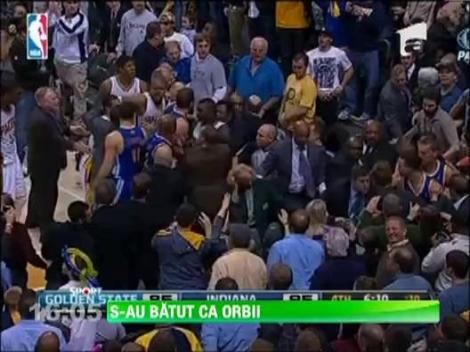 Bataie generala la meciul de baschet dintre Indiana si Golden State!