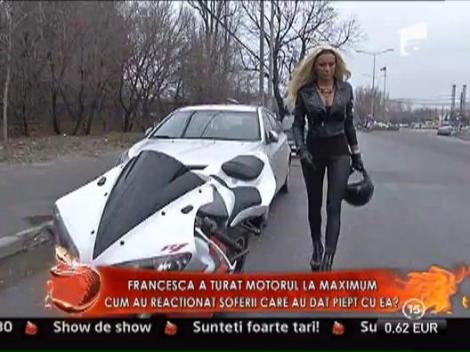 Francesca Mitrache, motociclista sexy din trafic