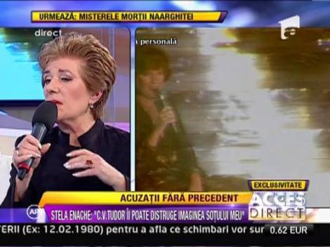 Stela Enache: "Corneliu Vadim Tudor a mintit! Ii poate distruge imaginea sotului meu"