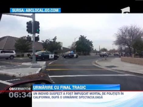 Urmarire spectaculoasa intr-un orasel din California. Aproape 20 de masini de politie au incercat sa opreasca un sofer care gonea prin trafic