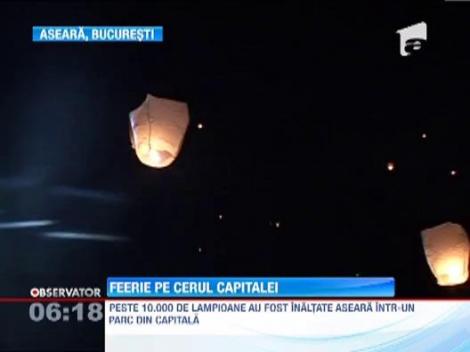 Peste zece mii de lampioane au fost inaltate pe cer in parcul Lumea Copiilor din Capitala
