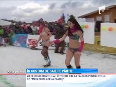 MISS BIKINI, pe partie! Concurentele au defilat in costum de baie prin zapada