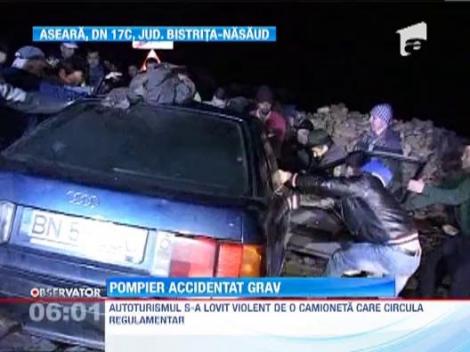 Pompier accidentat grav pe DN 17C