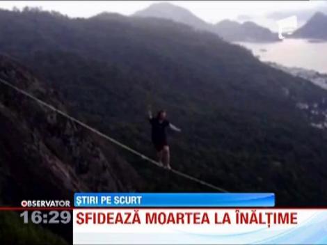 Iti taie rasuflarea! Cascadorii pe sarma, la o mie de metri inaltime