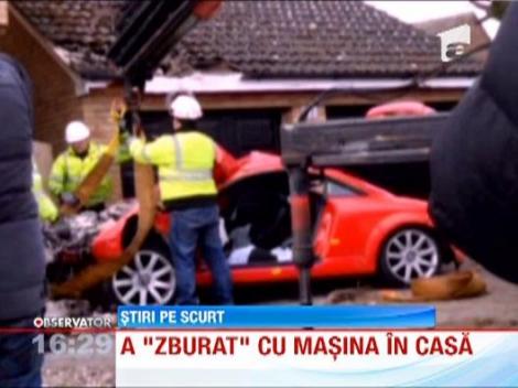 Accident spectaculos! Un britanic a "zburat" cu masina intr-o casa
