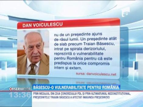 Dan Voiculescu: "Ultimatumul dat de presedintele Traian Basescu Parlamentului si Guvernului este neconstitutional"