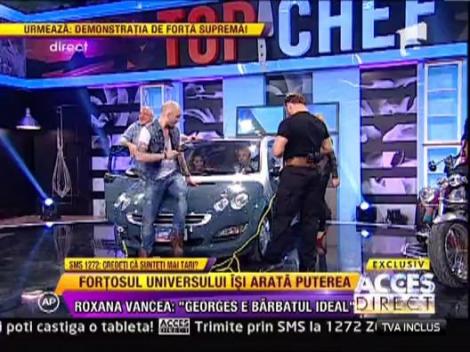 Georges Christen trage cu dintii o masina cu trei persoane!