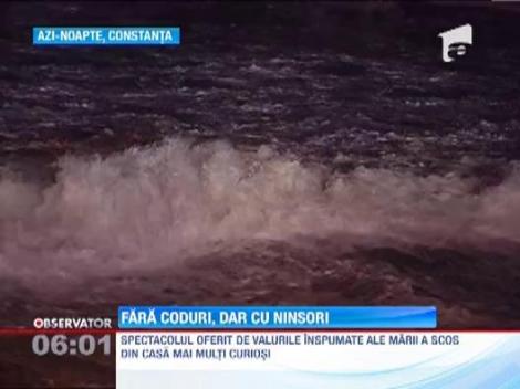 Romania a scapat de coduri, dar valurile au creat spectacol la malul marii