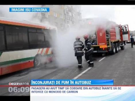 Sfantu Gheorghe: Un autobuz a luat foc in mers
