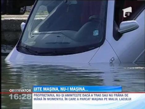Si-a lasat masina parcata pe marginea lacului Tabacariei din Constanta si a gasit-o in apa