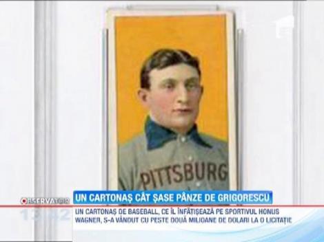 Cartonas cu chipul unui jucator de baseball, vandut cu doua milioane de dolari...