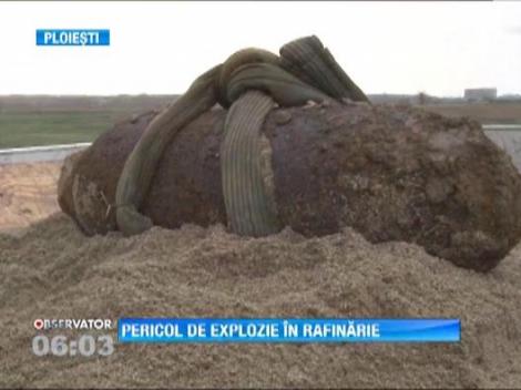 Alerta de gradul zero in Ploiesti! Cativa muncitori au dezgropat o bomba de jumatate de tona in curtea unei rafinarii
