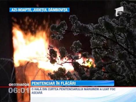 Incendiu puternic la o hala de mobila din incinta penitenciarului Margineni
