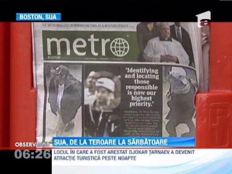 Mii de oameni au petrecut dupa arestarea celui de-al doilea suspect in cazul atentatului din Boston