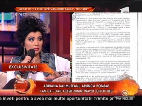 Adriana Bahmuteanu: "Nu mi-am dorit niciodata banii lui Prigoana"