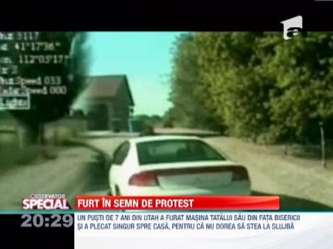 Un pusti de 7 ani din Statele Unite a furat masina tatalui sau